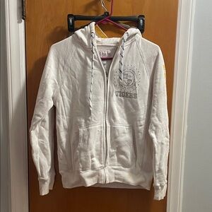 White Zip-Up Hoodie with Logo
